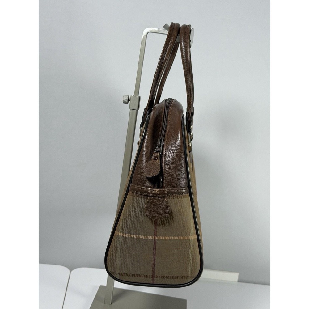 0010. Burberrys Nova Check Hand Bag Canvas Brown Gold Auth mr1966 - Picture 8 of 8